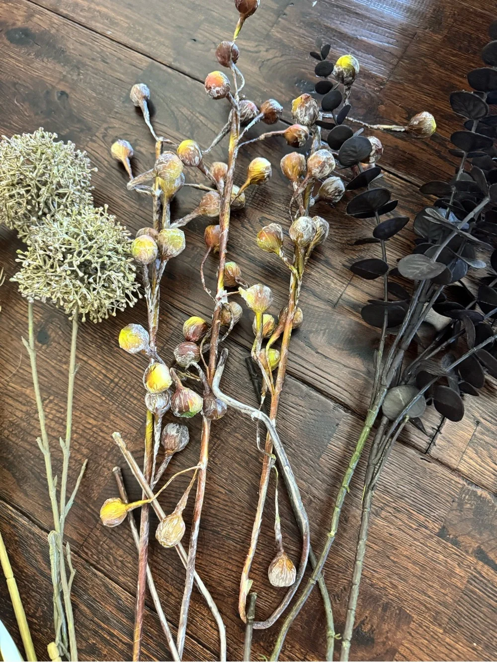 Black Tan Yellow & Green Decorative Dried Floral Bundle - Home Accents Decor